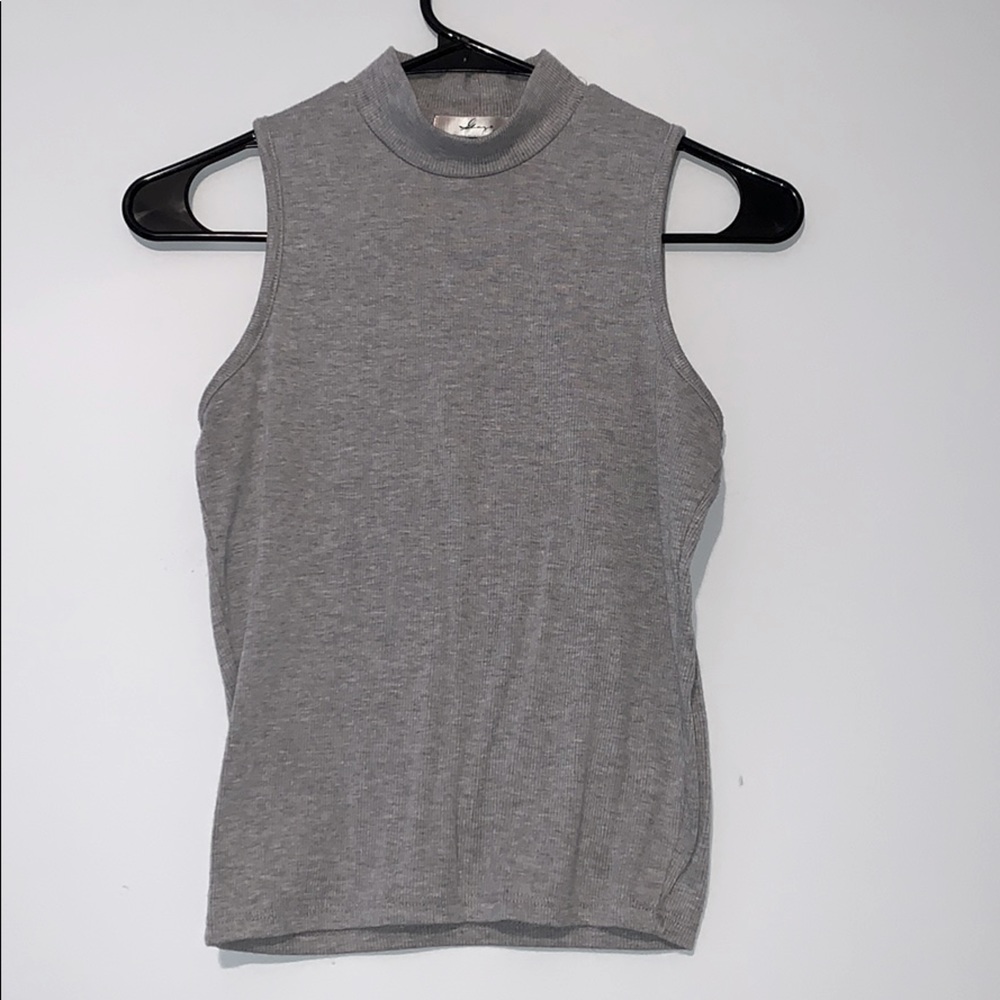 Ribbed mock neck tank